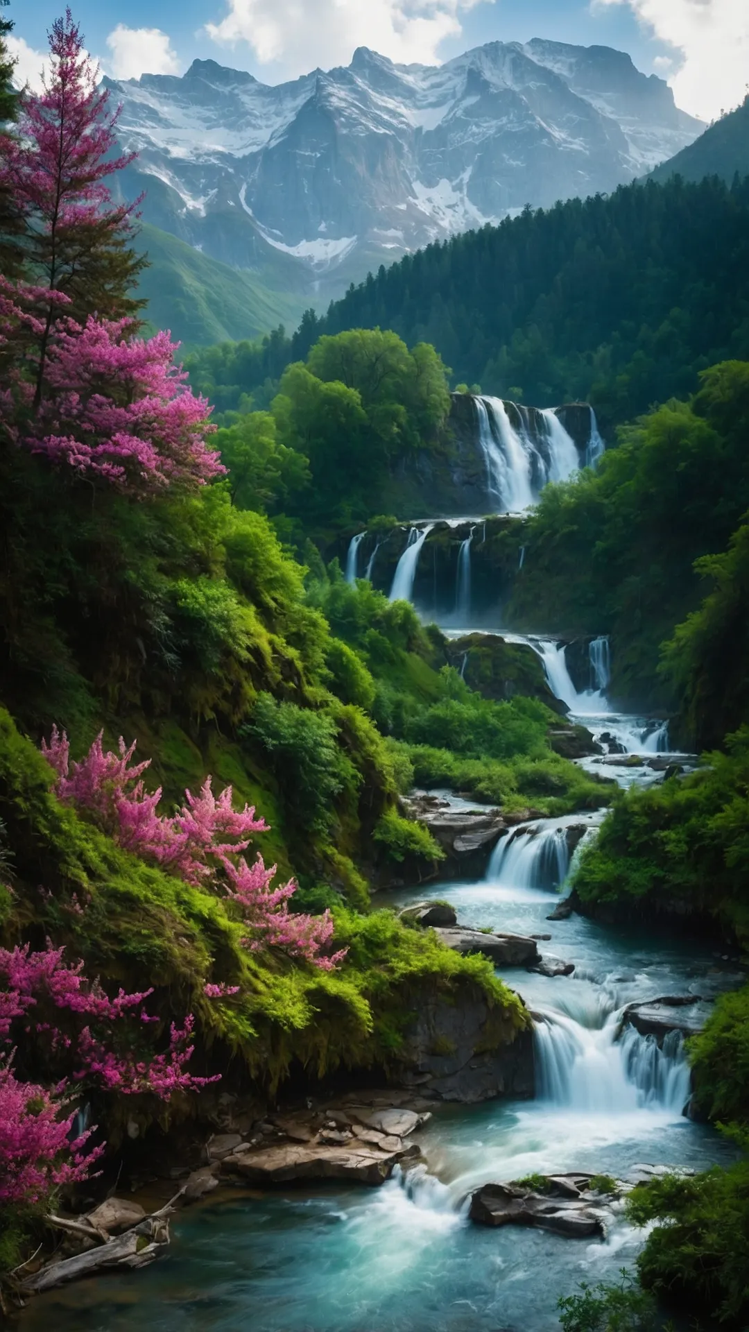 Majesty in Motion: Waterfalls Wallpaper