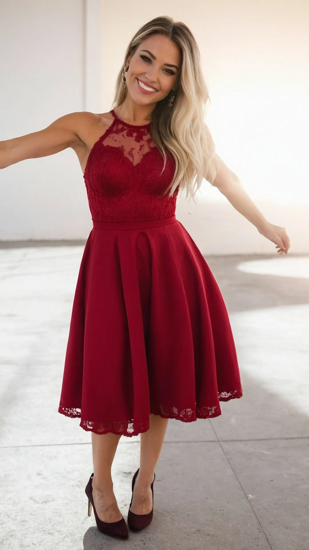 Rosy Red Ensemble: Trendsetting Womens Outfits