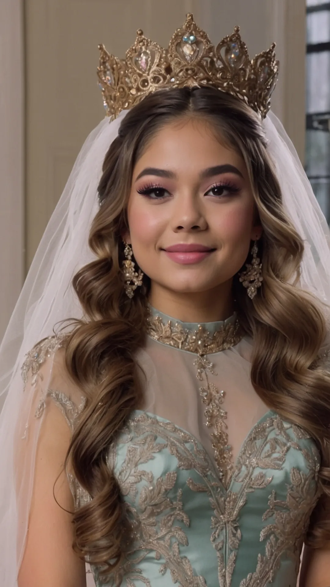 Gilded Glamour: Quinceañera Crowned Coiffures