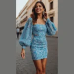 Fashionably Floral: 15 Trendy Blue Frock Outfit Ideas to Try